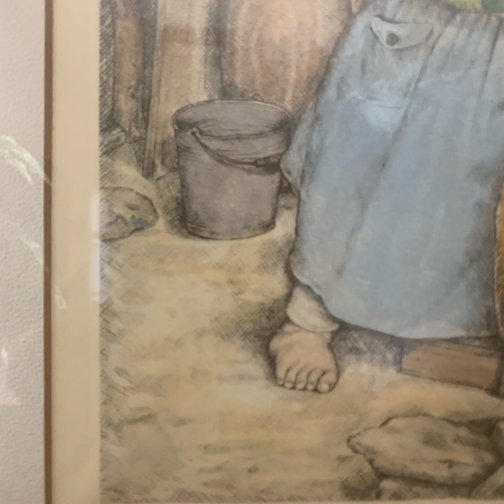 Japanese Block Print Framed UnderGlass “Starting Life” by Willy Seiler 1903 - Picture 3 of 6
